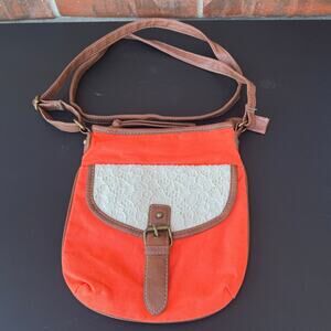 Rue21 Etc! Orange Lacy Cross Body Bag Purse Faux Leather Accents